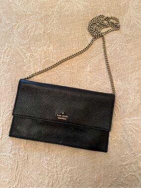 Kate Spade Black Pebbled Leather Chain Clutch Shoulder Bag/cross body